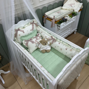 Enxoval de Berço Personalizado 08 Peças Borboletas Personale Baby 140 Fios