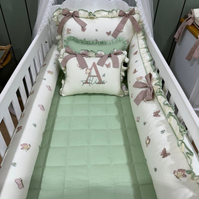 Enxoval de Berço Personalizado 08 Peças Borboletas Personale Baby 140 Fios