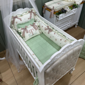 Enxoval de Berço Personalizado 08 Peças Borboletas Personale Baby 140 Fios