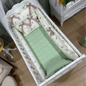 Enxoval de Berço Personalizado 08 Peças Borboletas Personale Baby 140 Fios