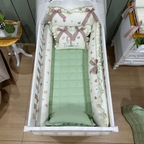 Enxoval de Berço Personalizado 08 Peças Borboletas Personale Baby 140 Fios