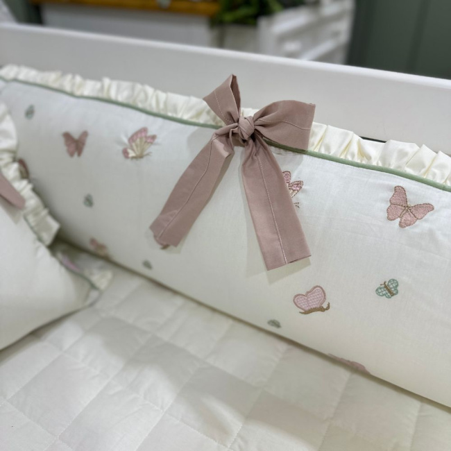 Enxoval de Berço Personalizado 08 Peças Borboletas Terracota Primavera