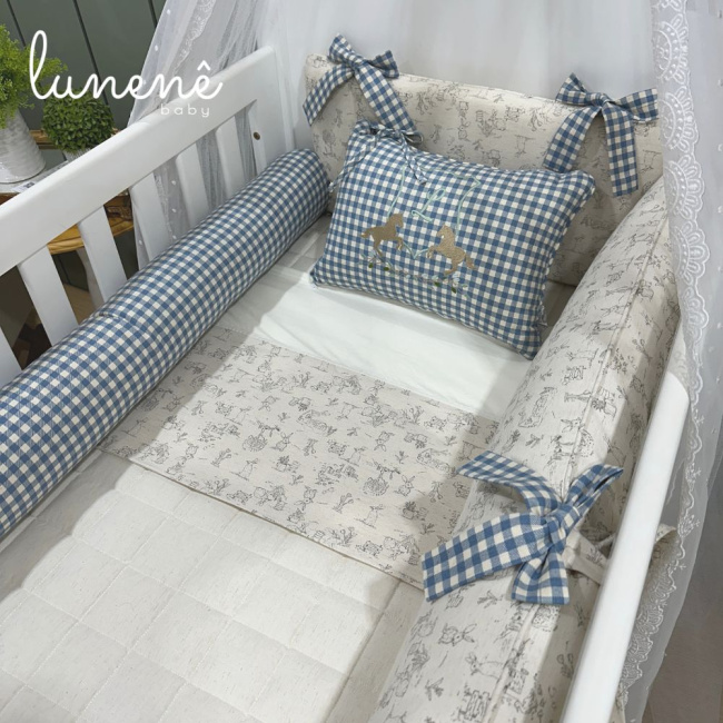 Enxoval de Berço Personalizado 08 Peças Brasão Cavalinho 200 Fios 4000