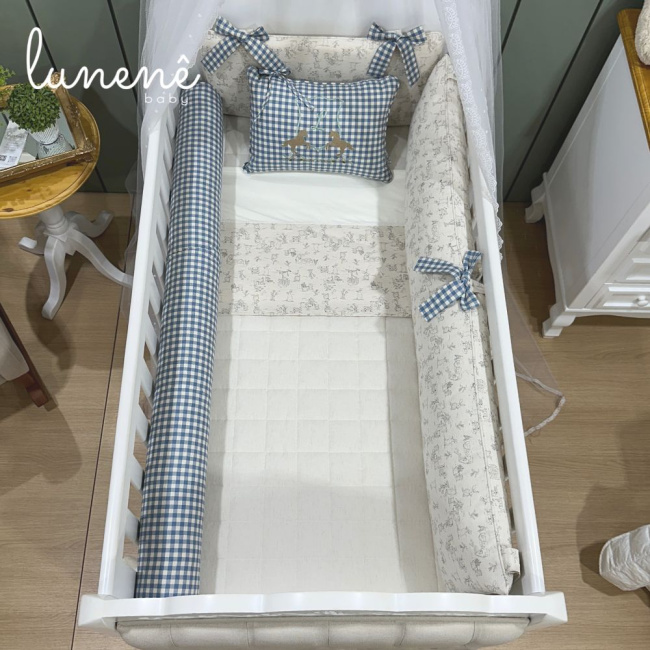 Enxoval de Berço Personalizado 08 Peças Brasão Cavalinho 200 Fios 4000