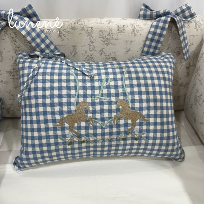 Enxoval de Berço Personalizado 08 Peças Brasão Cavalinho 200 Fios 4000