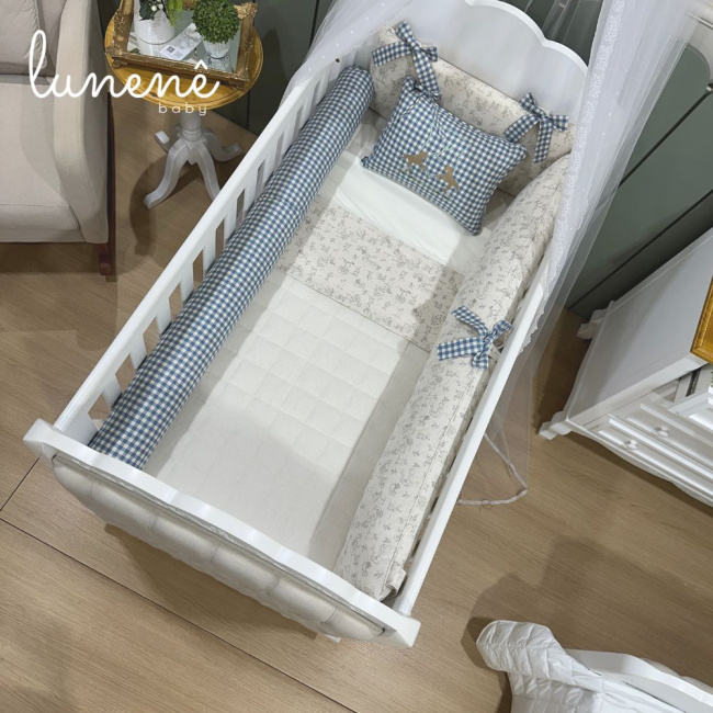 Enxoval de Berço Personalizado 08 Peças Brasão Cavalinho 200 Fios 4000