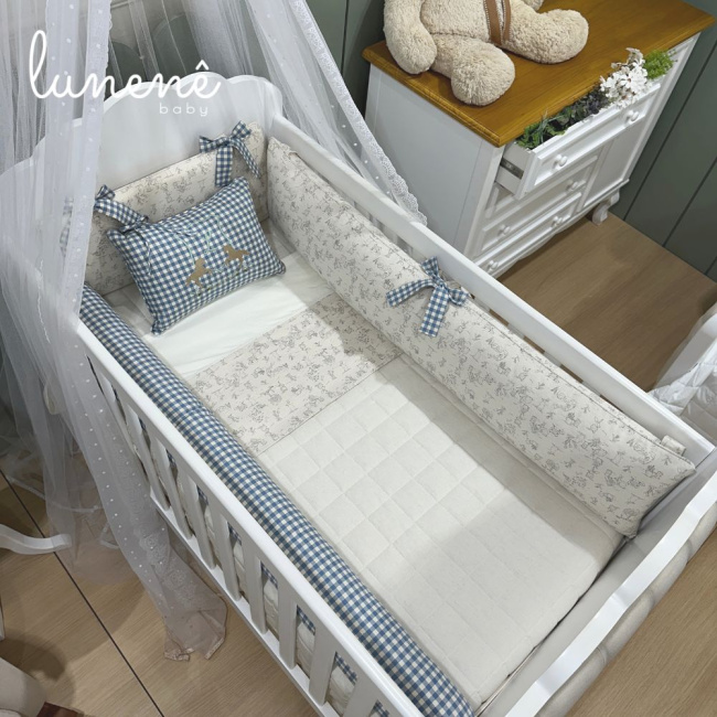 Enxoval de Berço Personalizado 08 Peças Brasão Cavalinho 200 Fios 4000