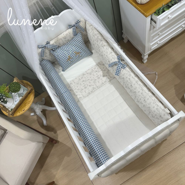 Enxoval de Berço Personalizado 08 Peças Brasão Cavalinho 200 Fios 4000