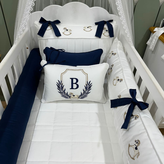 Enxoval de Berço Personalizado 08 Peças Cavalinho Baby 400 Fios 4527