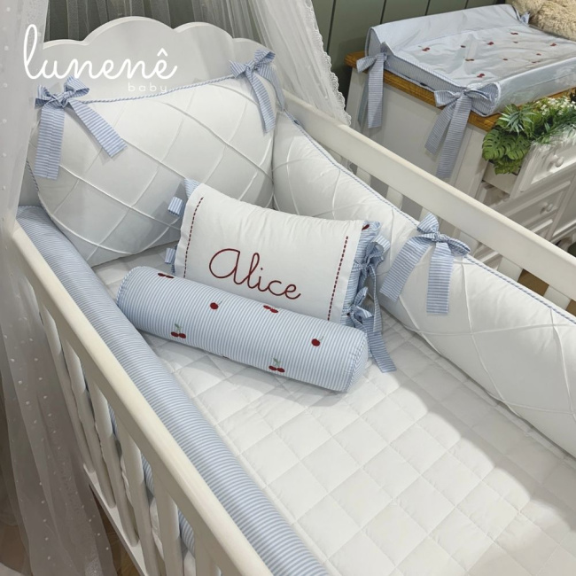 Enxoval de Berço Personalizado 08 Peças Cerejinha 200 Fios 4566