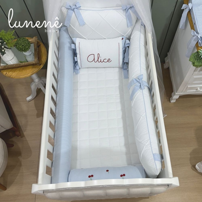 Enxoval de Berço Personalizado 08 Peças Cerejinha 200 Fios 4566