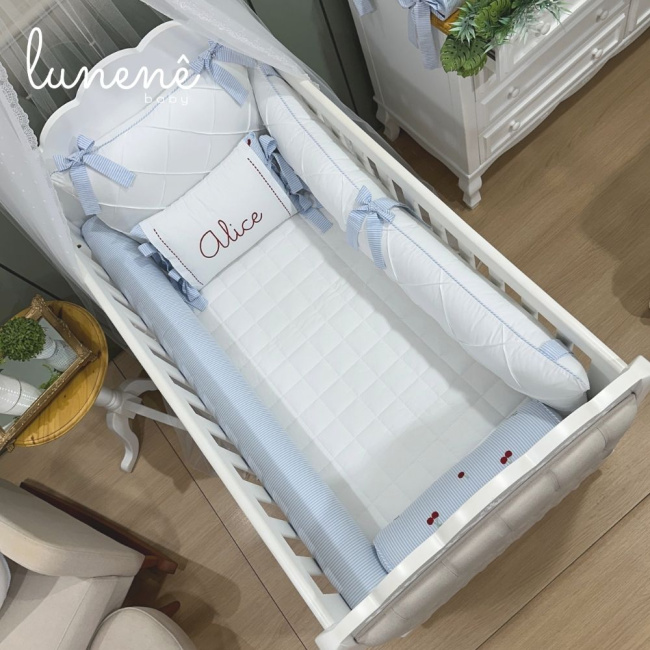 Enxoval de Berço Personalizado 08 Peças Cerejinha 200 Fios 4566