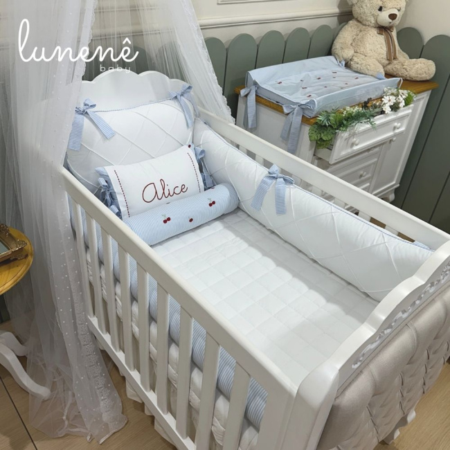 Enxoval de Berço Personalizado 08 Peças Cerejinha 200 Fios 4566