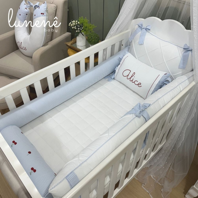 Enxoval de Berço Personalizado 08 Peças Cerejinha 200 Fios 4566