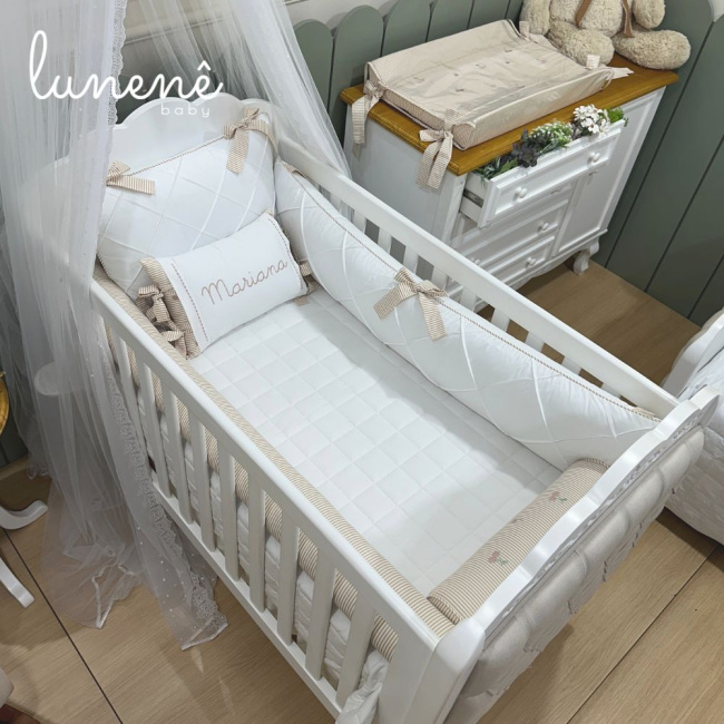 Enxoval de Berço Personalizado 08 Peças Cerejinha Caqui 200 Fios 4575