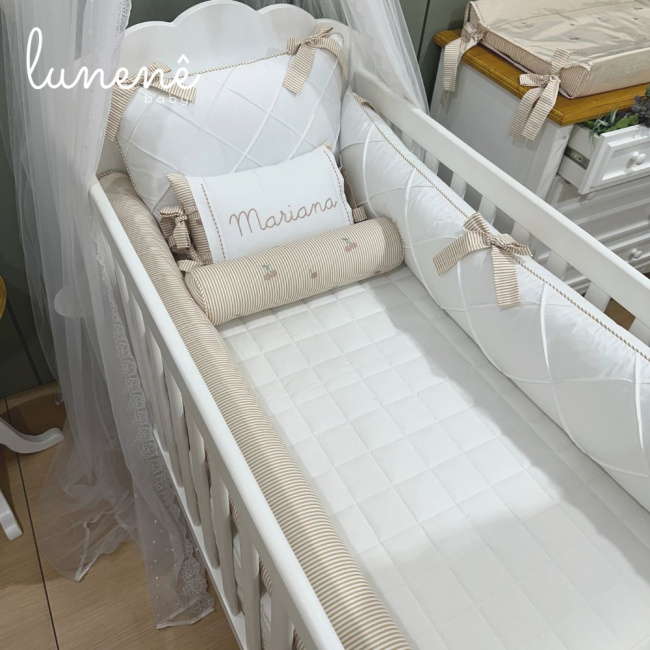 Enxoval de Berço Personalizado 08 Peças Cerejinha Caqui 200 Fios 4575