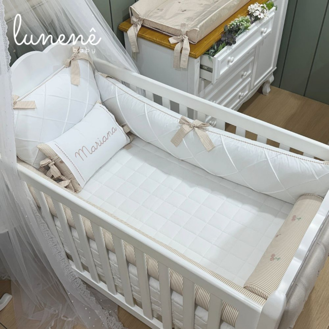 Enxoval de Berço Personalizado 08 Peças Cerejinha Caqui 200 Fios 4575