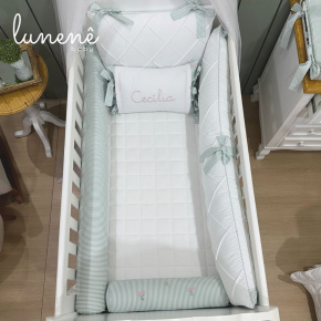 Enxoval de Berço Personalizado 08 Peças Cerejinha Verde 200 Fios 4574