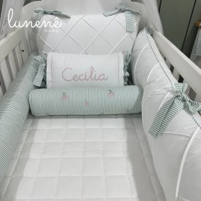 Enxoval de Berço Personalizado 08 Peças Cerejinha Verde 200 Fios 4574