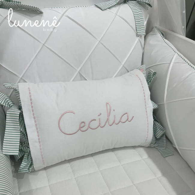 Enxoval de Berço Personalizado 08 Peças Cerejinha Verde 200 Fios 4574