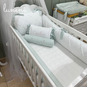 Enxoval de Berço Personalizado 08 Peças Cerejinha Verde 200 Fios 4574