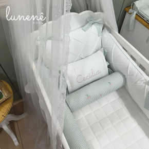 Enxoval de Berço Personalizado 08 Peças Cerejinha Verde 200 Fios 4574