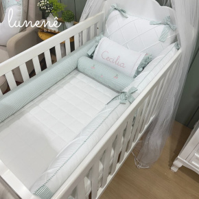 Enxoval de Berço Personalizado 08 Peças Cerejinha Verde 200 Fios 4574