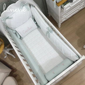 Enxoval de Berço Personalizado 08 Peças Cerejinha Verde 200 Fios 4574