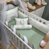 Enxoval de Berço Personalizado 08 Peças Com Trança Cute Baby Trio Bichinhos Verde 140 Fios 4248