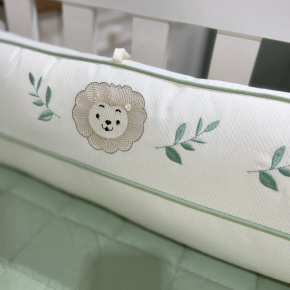 Enxoval de Berço Personalizado 08 Peças Com Trança Cute Baby Trio Bichinhos Verde 140 Fios 4248