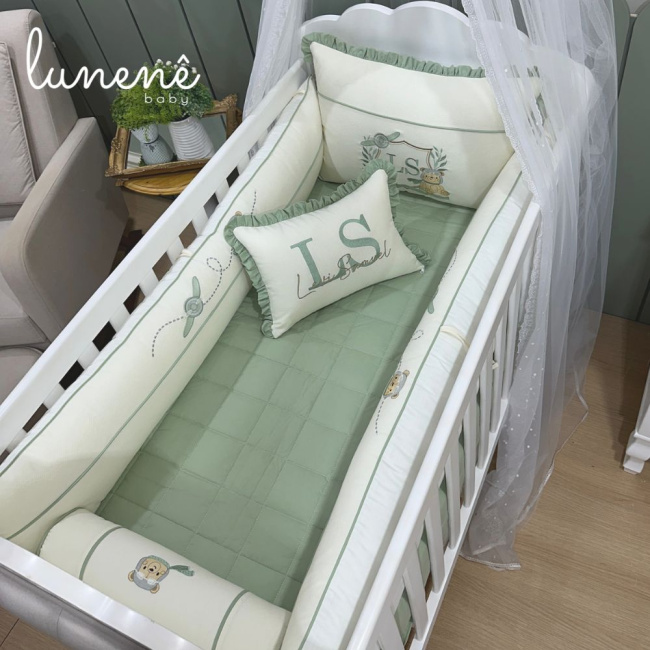 Enxoval de Berço Personalizado 08 Peças Cute Baby Urso Aviador 160 Fios 4605