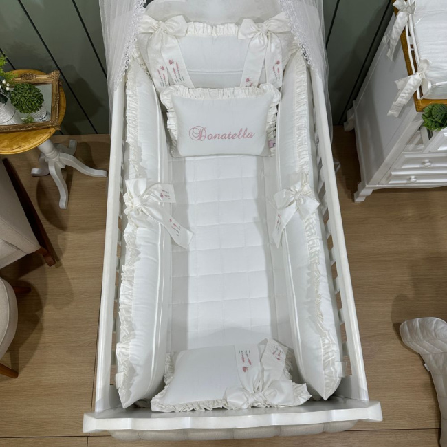 Enxoval de Berço Personalizado 08 Peças Donatella Baby 400 Fios 4523