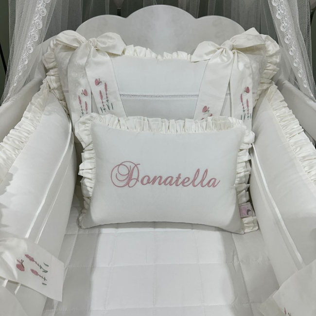 Enxoval de Berço Personalizado 08 Peças Donatella Baby 400 Fios 4523
