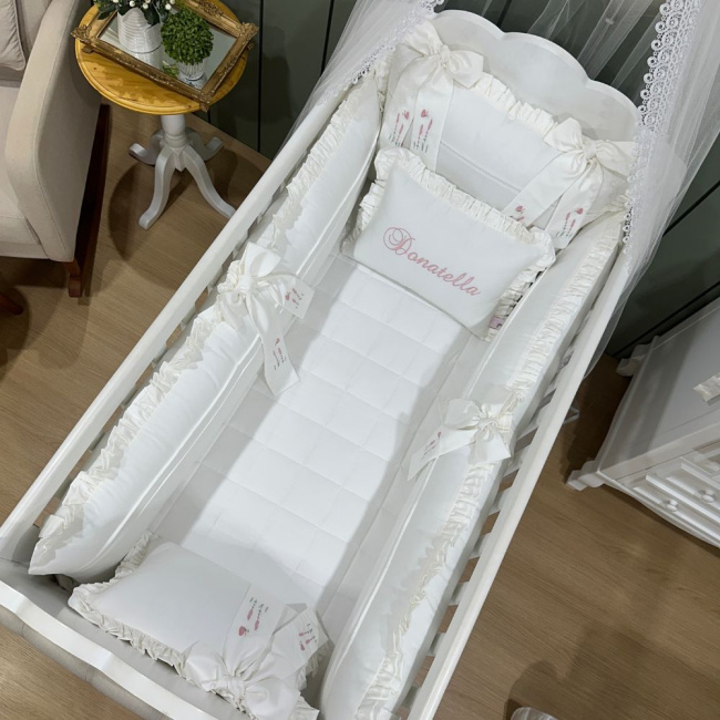 Enxoval de Berço Personalizado 08 Peças Donatella Baby 400 Fios 4523