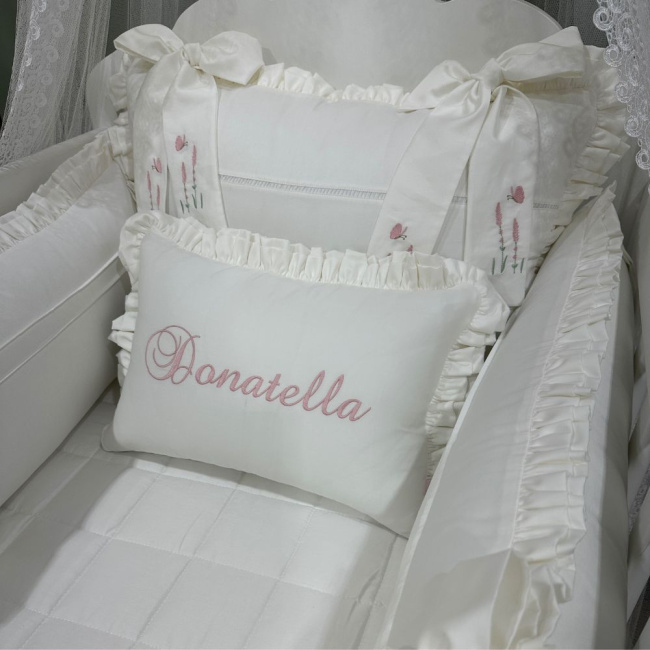 Enxoval de Berço Personalizado 08 Peças Donatella Baby 400 Fios 4523