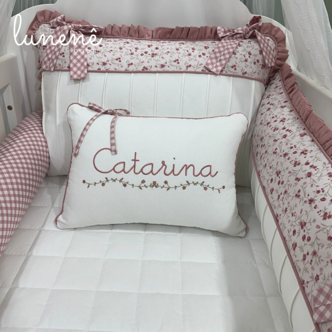 Enxoval de Berço Personalizado 08 Peças Floral Catarina 200 Fios 4569