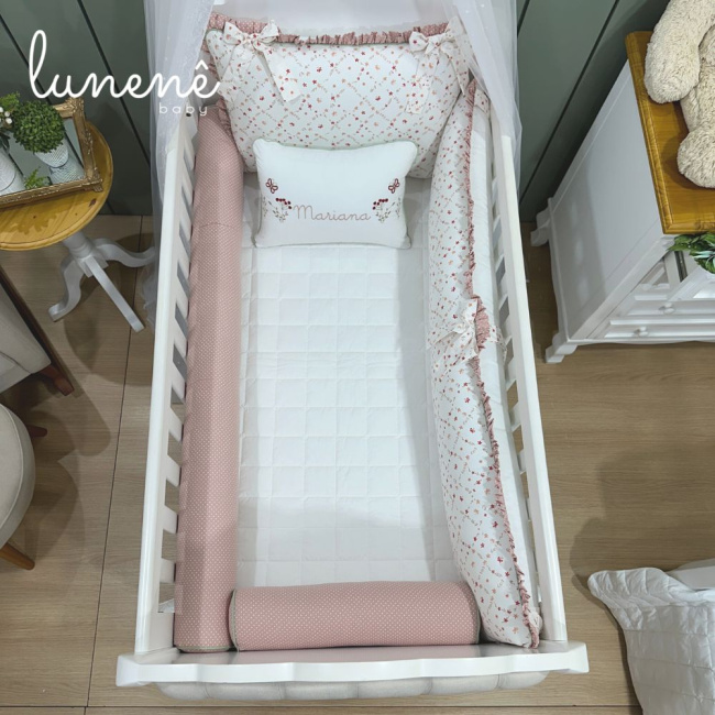 Enxoval de Berço Personalizado 08 Peças Floral Mariana 200 Fios 4570