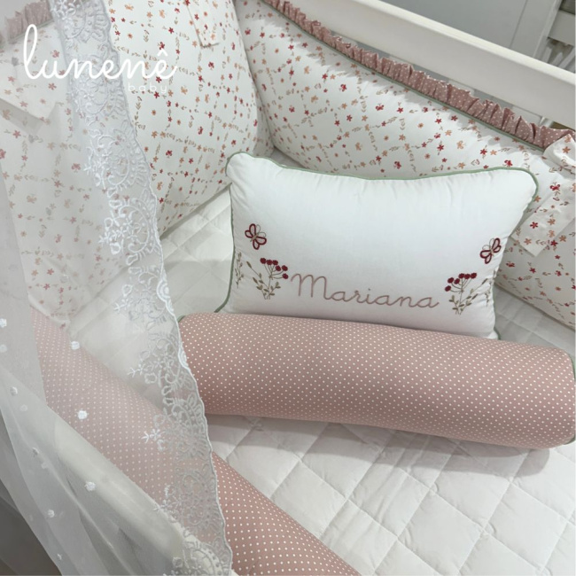 Enxoval de Berço Personalizado 08 Peças Floral Mariana 200 Fios 4570