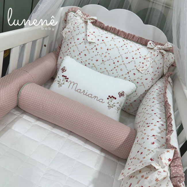 Enxoval de Berço Personalizado 08 Peças Floral Mariana 200 Fios 4570