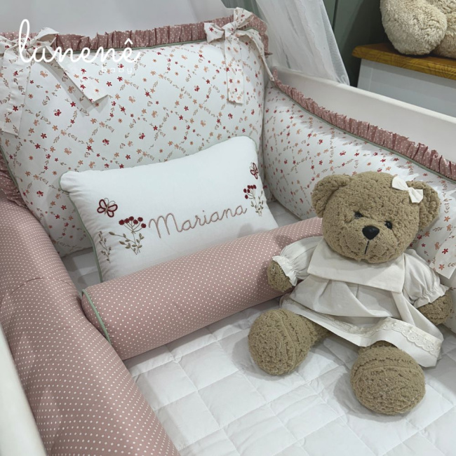 Enxoval de Berço Personalizado 08 Peças Floral Mariana 200 Fios 4570