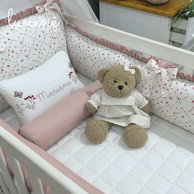 Enxoval de Berço Personalizado 08 Peças Floral Mariana 200 Fios 4570