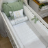Enxoval de Berço Personalizado 08 Peças Folhas Baby Branco e Verde 200 Fios