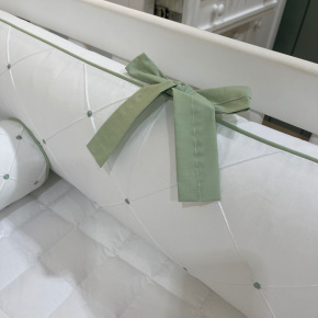 Enxoval de Berço Personalizado 08 Peças Folhas Baby Branco e Verde 200 Fios