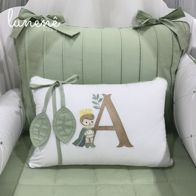 Enxoval de Berço Personalizado 08 Peças Folhas Baby Príncipe 200 Fios