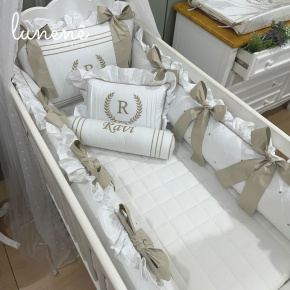 Enxoval de Berço Personalizado 08 Peças Imperial Caqui 200 Fios 4548