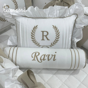 Enxoval de Berço Personalizado 08 Peças Imperial Caqui 200 Fios 4548