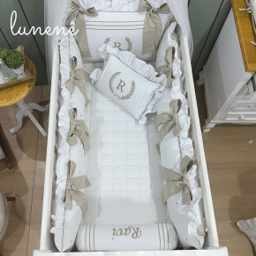 Enxoval de Berço Personalizado 08 Peças Imperial Caqui 200 Fios 4548