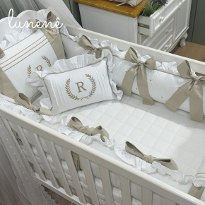 Enxoval de Berço Personalizado 08 Peças Imperial Caqui 200 Fios 4548