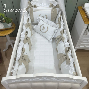 Enxoval de Berço Personalizado 08 Peças Imperial Caqui 200 Fios 4548