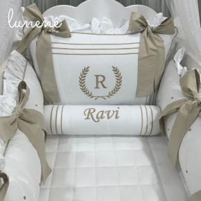 Enxoval de Berço Personalizado 08 Peças Imperial Caqui 200 Fios 4548